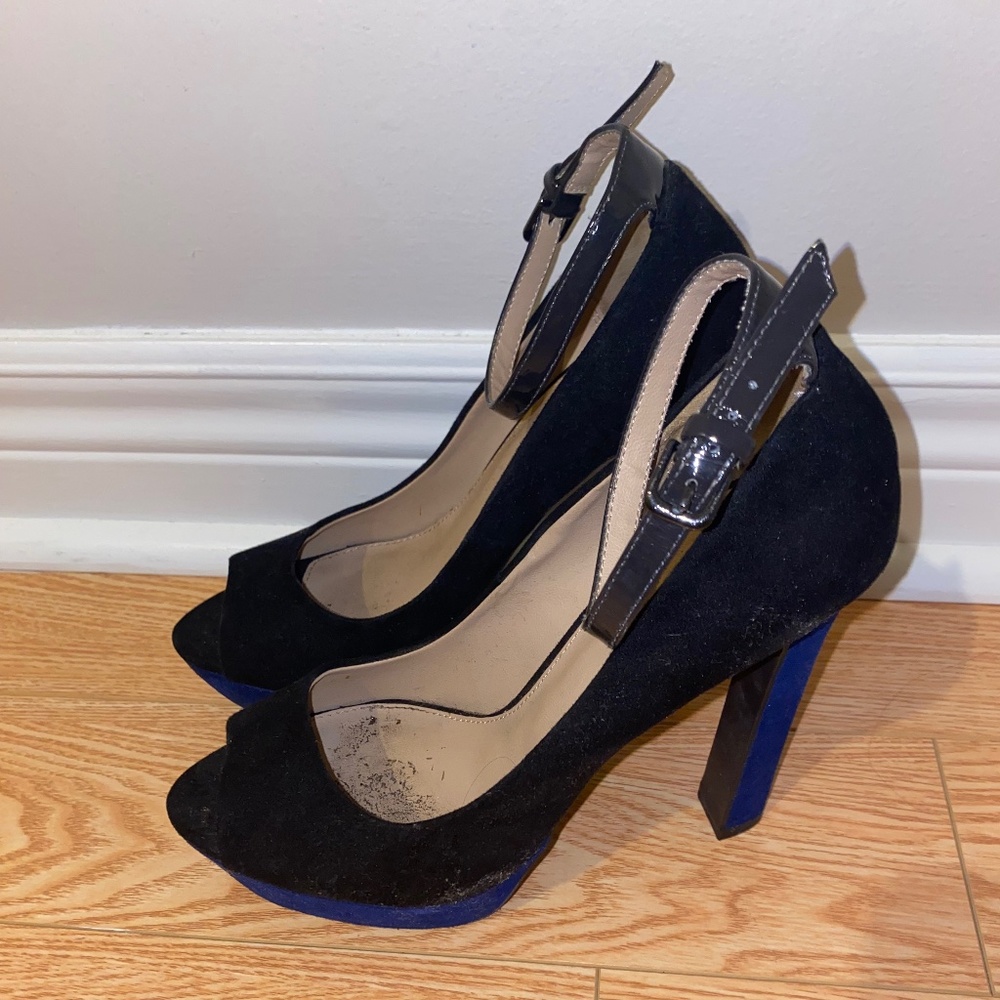 Zara Block Peep Toe Heels